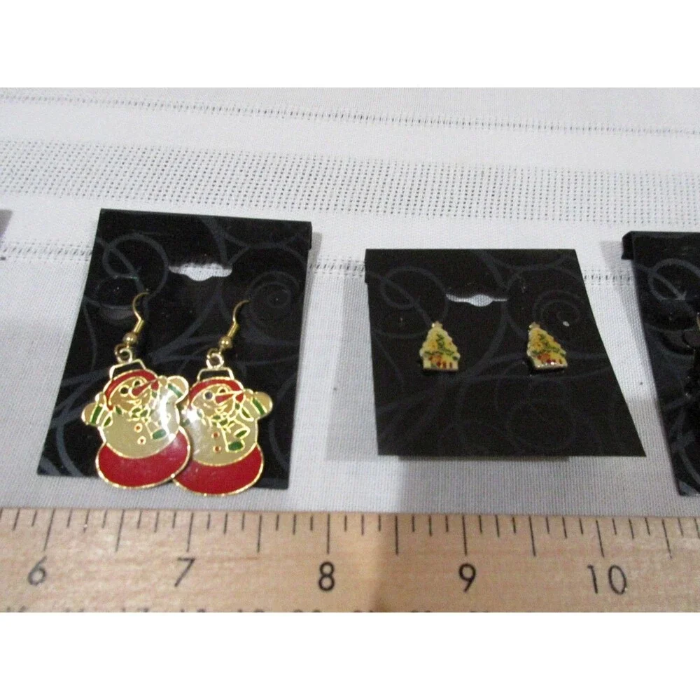 Vtg. 80's NOS Lot of 6 Pair Earrings Cloisonne Enamel Holiday Dangle/Post Mix